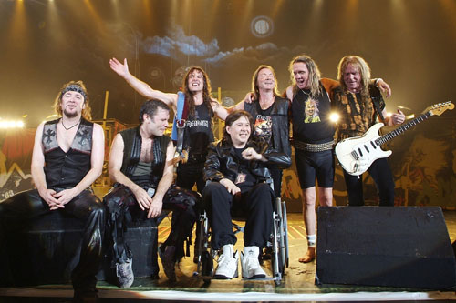 Iron Maiden with ex-drummer and MS sufferer Clive Burr