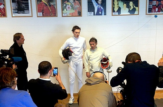 260413 Bruce Dickinson Bartosz Piasecki meeting the press Photo Andreas Tylden